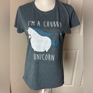 Gray Chubby Unicorn Graphic Tee